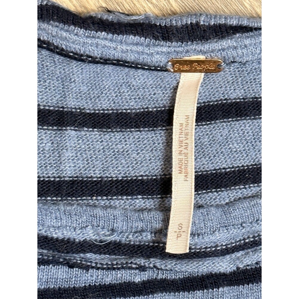 Free People Tunic Top Mini Dress Small Blue Flutter Between The Lines Linen NWT - Picture 3 of 7